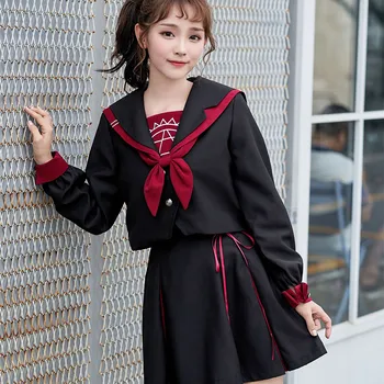 2021 Pomlad Poletje Čarobni Anime Šolsko Uniformo Dekleta Cosplay Obleke Japonski Študent Mornar Kostum Black JK Uniforme