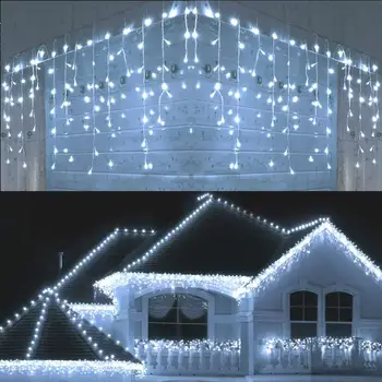 5M Nepremočljiva Prostem Božič Luči Droop za 0,4-0,6 m Led Zavese Ledenica Niz Luči Vrt Center Kapi Dekorativne Luči