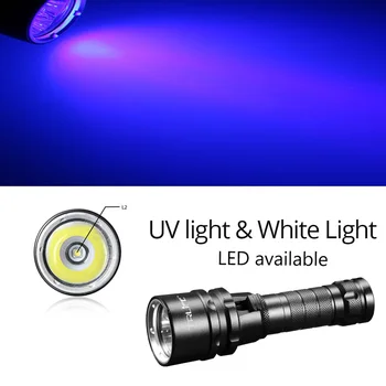 Profesionalni UV Svetloba Podvodno 18650 Polnilna Baterija LED L2 XPE Potapljaško Svetilko 100M Baklo Scuba 365-395nm Lanterna S1