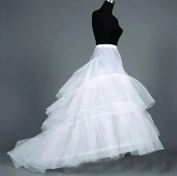 Vroče Prodaje 2018 Brezplačna dostava Visoko Kakovostnih Belih Petticoat Vlak Crinoline Underskirt 3-Plasti Za Poročne Obleke Poročne Oblek
